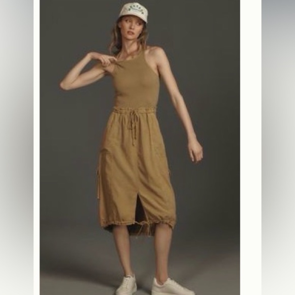 Anthropologie Olive and Khaki Midi Dress